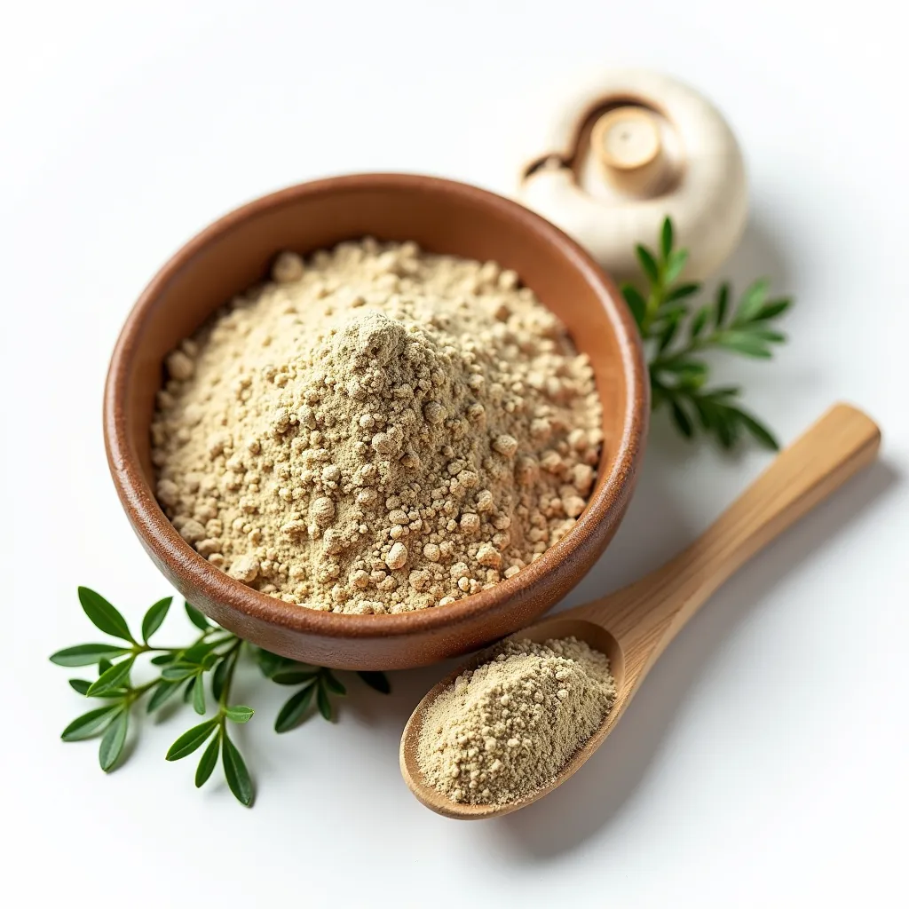 Pure Turkey Tail mushroom powder presented cleanly to emphasize its natural immune-supporting benefits.